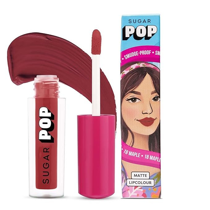 SUGAR POP Matte Lipcolour | Lasts Upto 8 hrs l Nude Lipstick for Women l Vitamin E Infused | Non-Drying, Smudge Proof, Long Lasting | 1.6ml - 18 Maple