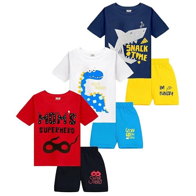 Kuchipoo Boys Regular Fit Cotton T-Shirts and Shorts Set