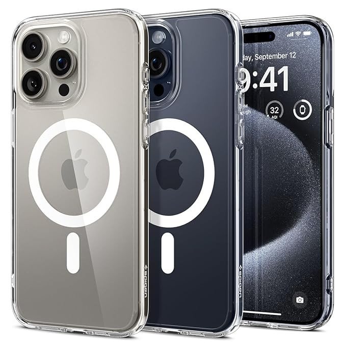 Spigen Ultra Hybrid Magfit Back Cover Case Compatible with iPhone 15 Pro Max (TPU + Poly Carbonate | White)