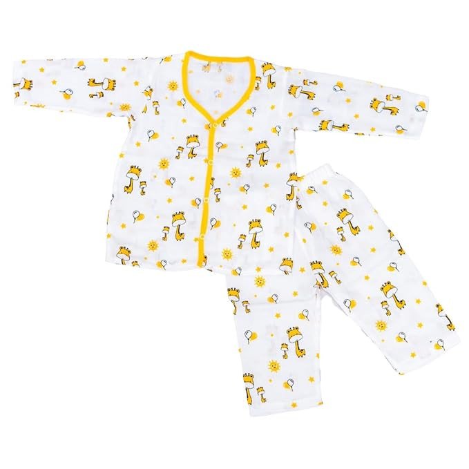 MangoPies Baby Boys Organic Muslin Cotton Full Sleeves Top and Pant Set